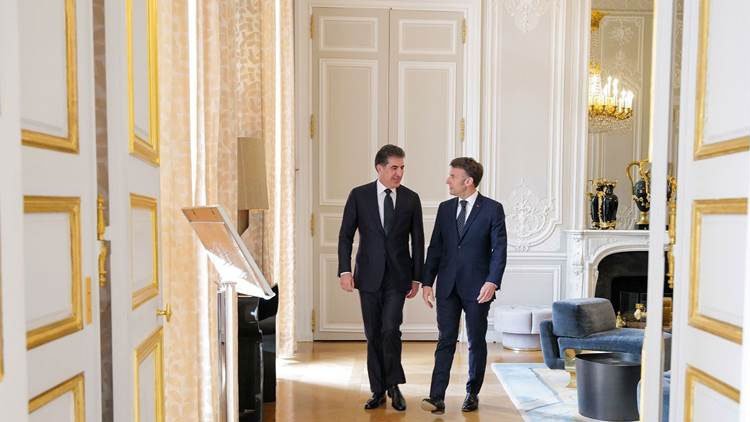 Neçirvan Barzani, Paris'te Emmanuel Macron ile bir araya geldi