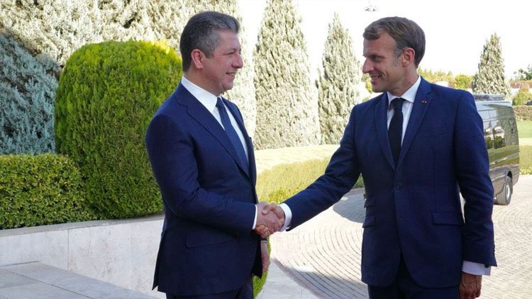 Mesrûr Barzanî bi Serokê Fransa Emmanuel Macron re dicive