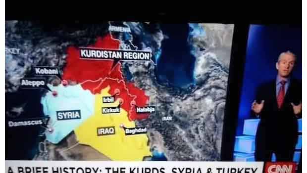 CNN'de Büyük Kürdistan haritası 