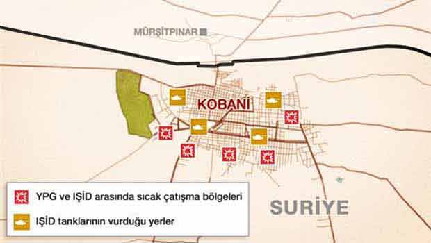  Hava saldırıları dün gece Kobani'nin merkezini hedef aldı