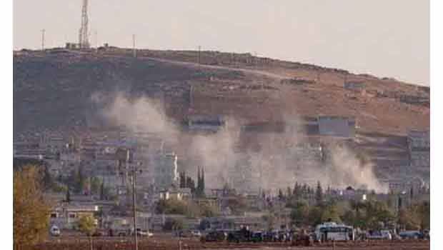 IŞİD Kobanê'de Peşmergenin top ateşi altında 
