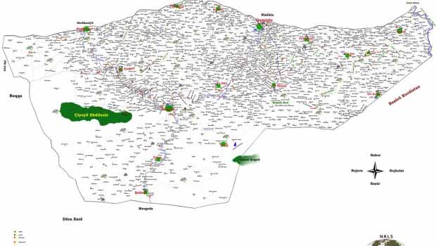 Cizîr Kantonu haritası Kürtçe olarak hazırlandı