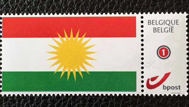 Belçika'da Kürdistan Bayraklı Posta Pulu