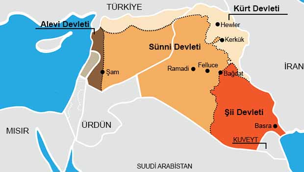 Suriye'nin Sünni, Alevi ve Kürt devletçiklerine bölünmesi planı