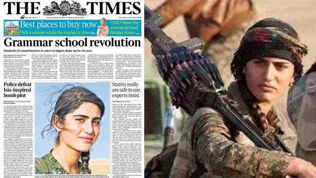 Kürt kadın Savaşçının şehadeti Times'a manşet oldu