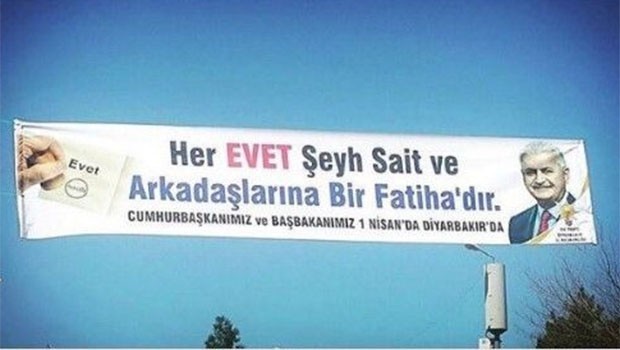 AK Parti'den Diyarbakır'da Şeyh Sait'li evet pankartı
