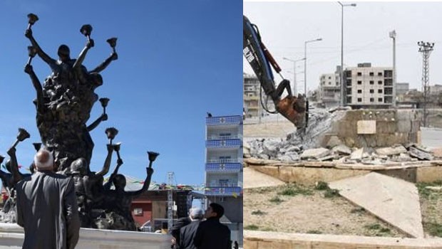 Nusaybin'deki Newroz Anıtı’nı yıkıldı