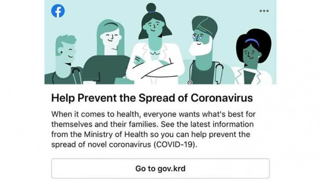 Facebook'tan koronavirüse karşı Kürdistan hükümetine destek