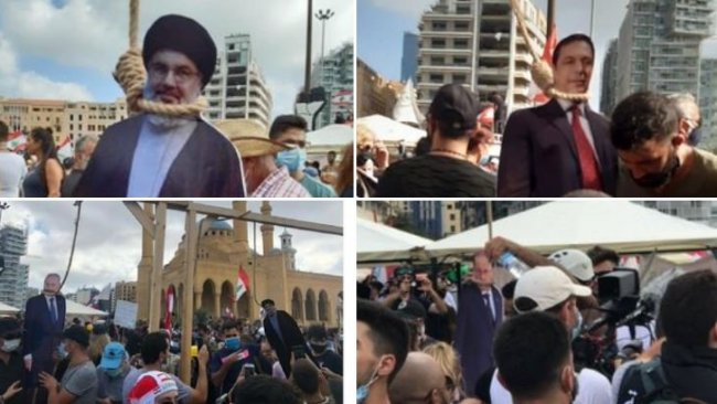 Beyrut'ta darağaçlarına Hizbullah liderinin fotoğrafı asıldı, ordu sokağa indi!