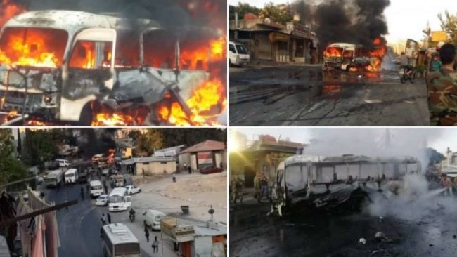 Şam'da rejim güçlerini taşıyan otobüse bombalı saldırı