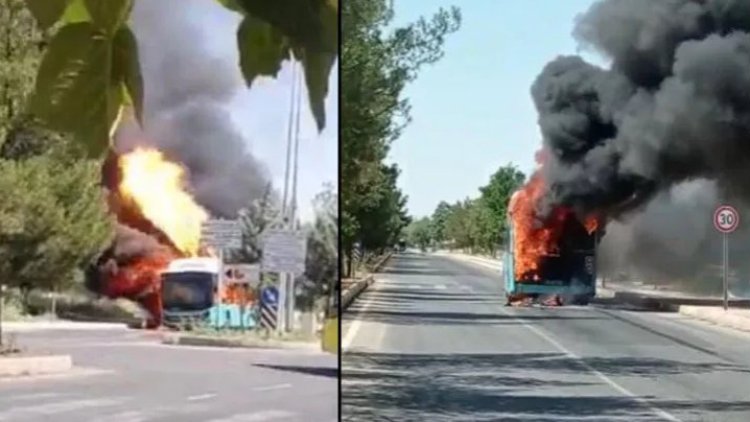 Diyarbakır'da belediye otobüsü yandı