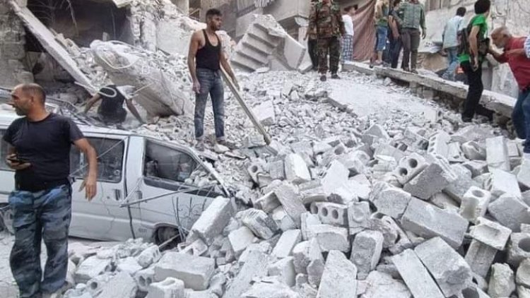 Halep'te çöken binada çoğu kadın ve çocuk 11 kişi öldü.