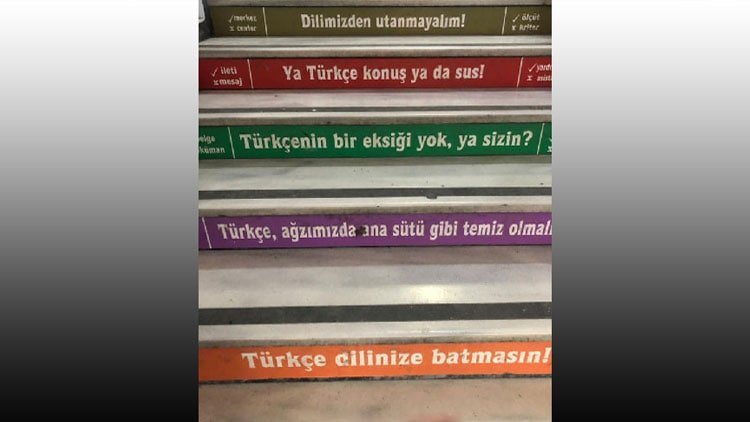 Bursa'da okul merdivenine ‘Ya Türkçe konuş ya da sus’ yazıldı