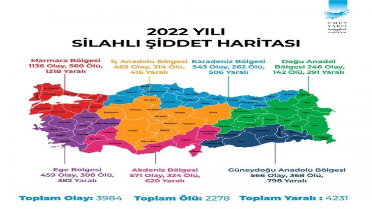 Türkiye: 2022 Silahlı Şiddet Haritası
