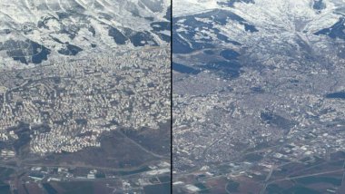 Depremlerden önce ve sonra çekilmiş fotoğraflar