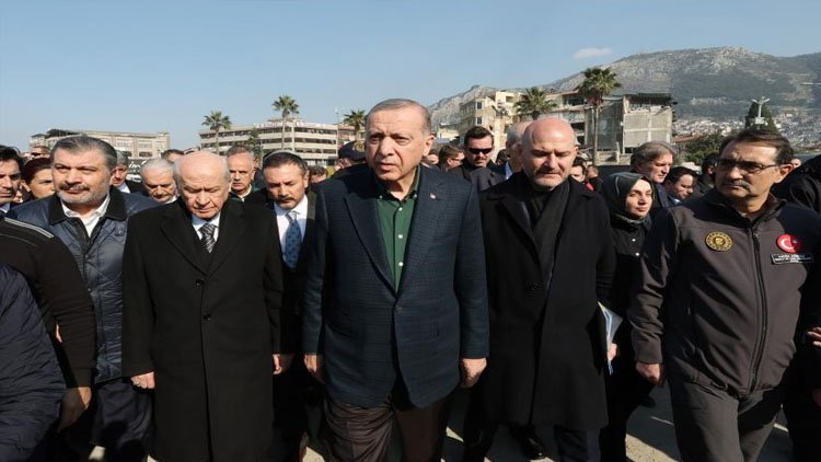 Erdoğan ve Bahçeli, depremin 15'inci gününde Hatay'a gitti