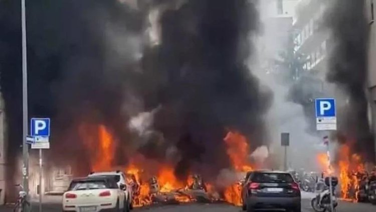 İtalya-Milano’da şiddetli patlama: Birçok araç alev aldı