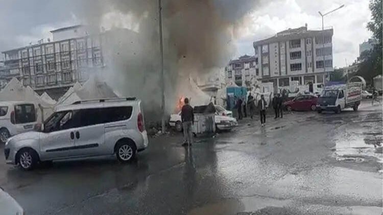 Malatya’da depremzedelerin çadırında yangın çıktı