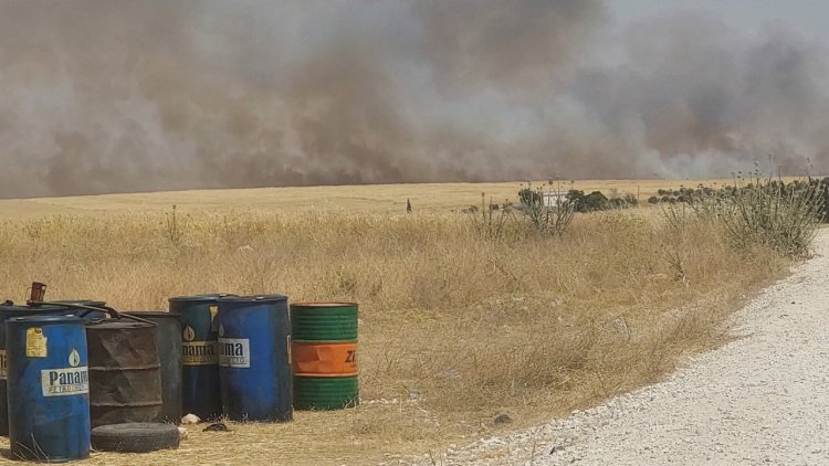 Kobani'de 6 köydeki tarlalarda çıkan yangınlar sürüyor