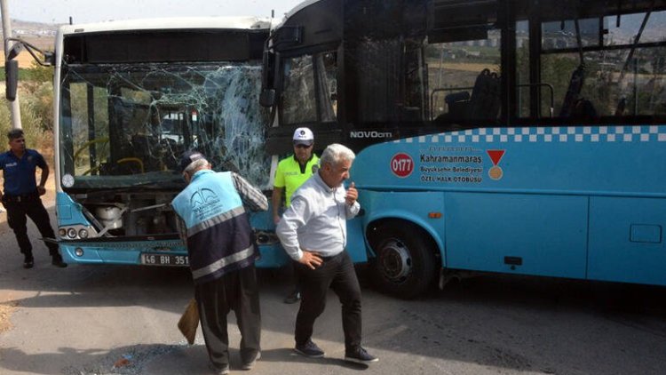 Maraş'ta belediye otobüsü ile özel halk otobüsü çarpıştı: 9 yaralı