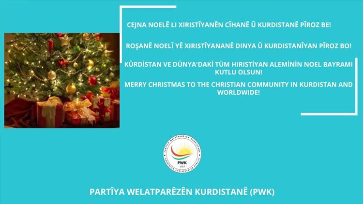 PWK: Kürdistan ve Dünya'daki tüm Hristiyan aleminin Noel Bayrami kutlu olsun! 