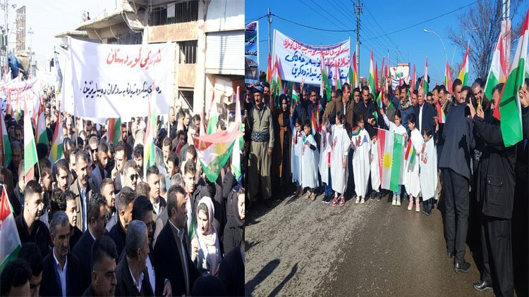 Kürdistan'ın birçok bölgesinde İran saldırılarına karşı gösteri
