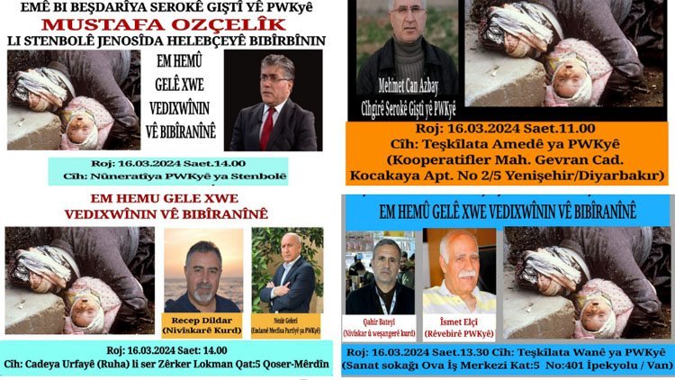 PWK Diyarbakır, Mardin, Van, Batman ve İstanbul’da Halepçe Soykırımı’nı Anma Etkinlikleri Düzenleyecek
